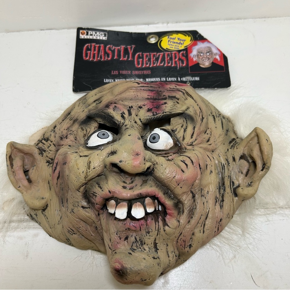 Halloween Mask With Hair Ghastly Geezer Old Man PMG 2006 Latex Adult Size New